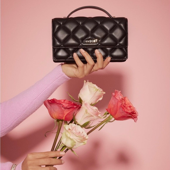 Lambert Andrea Black Vegan Leather Quilted Women's Bag - Picture 6 of 7